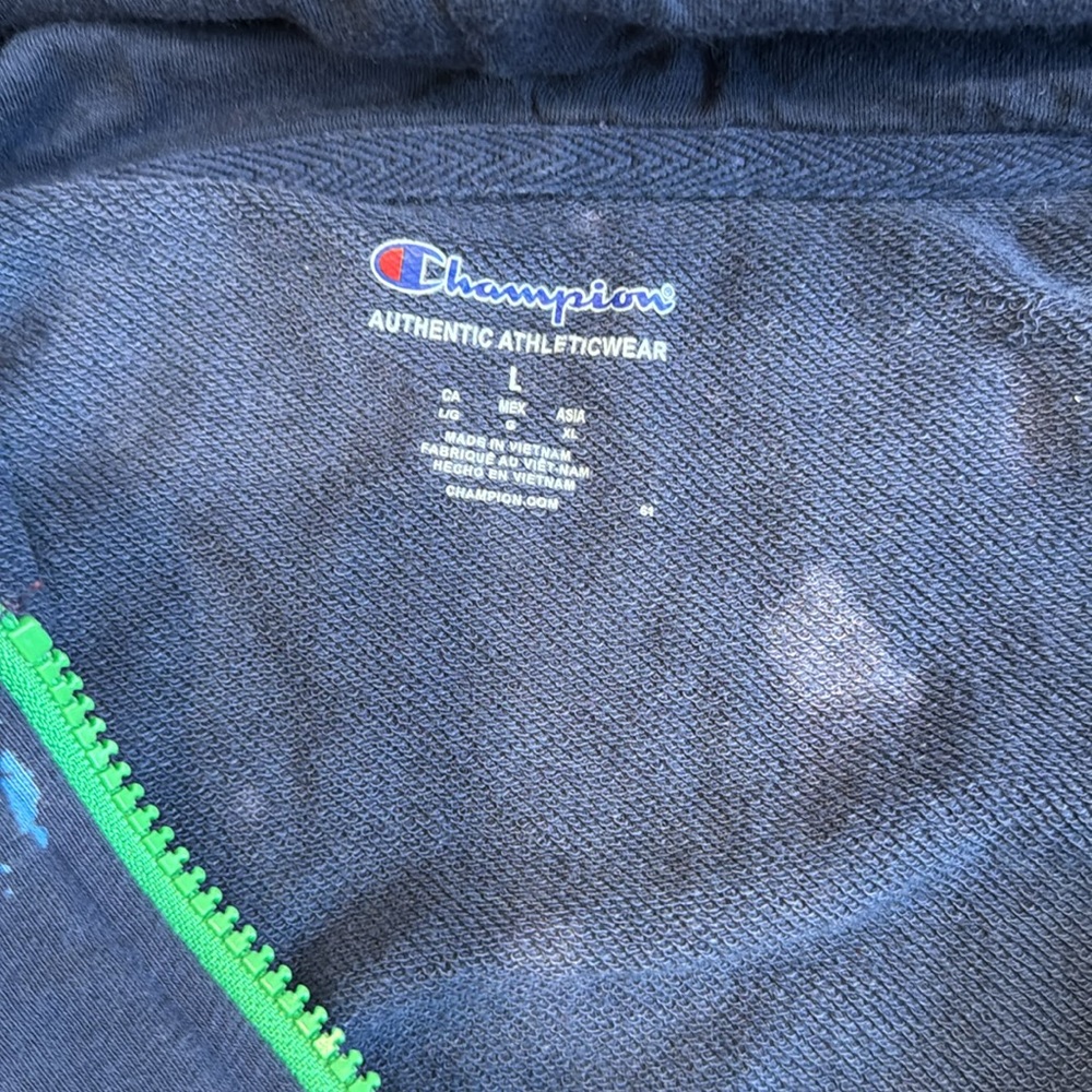 EUC CHAMPION Men's Slim-Fit Global Explorer Quarter-Zip Paint Splatter Hoodie L - Picture 4 of 9